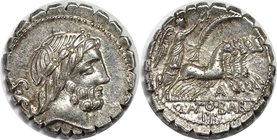 Römische Münzen, MÜNZEN DER RÖMISCHEN REPUBLIK - Q. Antonius Balbus - AR Denar 83-82 v. Chr., Kopf des Jupiter / Victoria in Quadriga, unten Buchstabe...