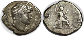 Römische Münzen, MÜNZEN DER RÖMISCHEN KAISERZEIT. Hadrianus, 117-138 n. Chr, AR-Denar. Silber. 3.01 g. Sehr schön