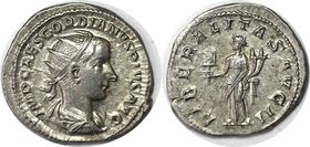 Römische Münzen, MÜNZEN DER RÖMISCHEN KAISERZEIT. ROM. GORDIANUS III. Antoninianus 240 n. Chr, Silber. 4.44 g. RIC 53. Stempelglanz