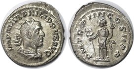 Römische Münzen, MÜNZEN DER RÖMISCHEN KAISERZEIT. ROM. PHILIPPUS I. ARABS. Antoninianus 247 n. Chr, Silber. 3.77 g. RIC 4. Stempelglanz