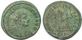 Römische Münzen, MÜNZEN DER RÖMISCHEN KAISERZEIT. Maximianus Herculius, 286-310 n.Chr, Antoninianus. Kopf des Kaisers / Kaiser und Jupiter. TP in cent...