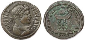 Römische Münzen, MÜNZEN DER RÖMISCHEN KAISERZEIT. Constantin d. Gr. 306-337 n. Chr. Follis (Trier), 19 mm. Vs: CONSTAN TIVS AVG Kopf des Kaisers Rs: A...