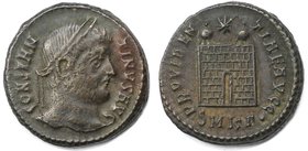 Römische Münzen, MÜNZEN DER RÖMISCHEN KAISERZEIT. Constantinus I. (306-337 n. Chr). Follis (Kuzikos), 3. Offizin. Vs: CONSTANTINVS AVG Rs: Lagertor, P...