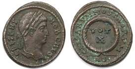 Römische Münzen, MÜNZEN DER RÖMISCHEN KAISERZEIT. Crispus, Caesar 317-326 n. Chr. Follis (Roma) 321 n. Chr., Vs: ICRISPVSNOBCAES Rs: VOT/X in Kranz CA...