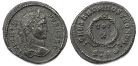 Römische Münzen, MÜNZEN DER RÖMISCHEN KAISERZEIT. Crispus, Caesar 317-326 n. Chr. Follis Treveris (Trier) 323-324 n. Chr., IVLCRISPVSNOBS // VOT / X i...