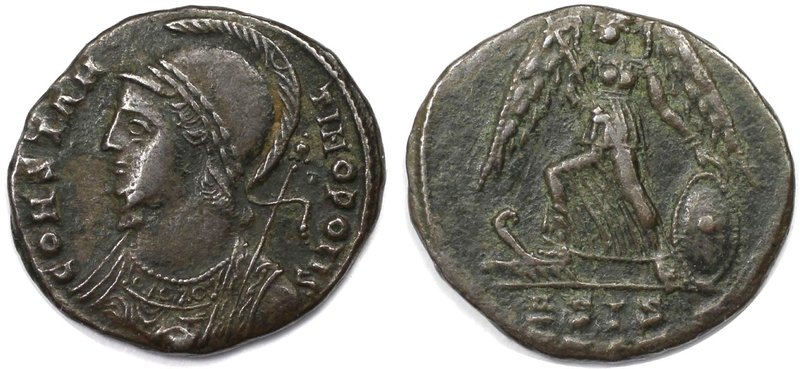 Römische Münzen, MÜNZEN DER RÖMISCHEN KAISERZEIT. Constantinopolis. Follis (Sisc...
