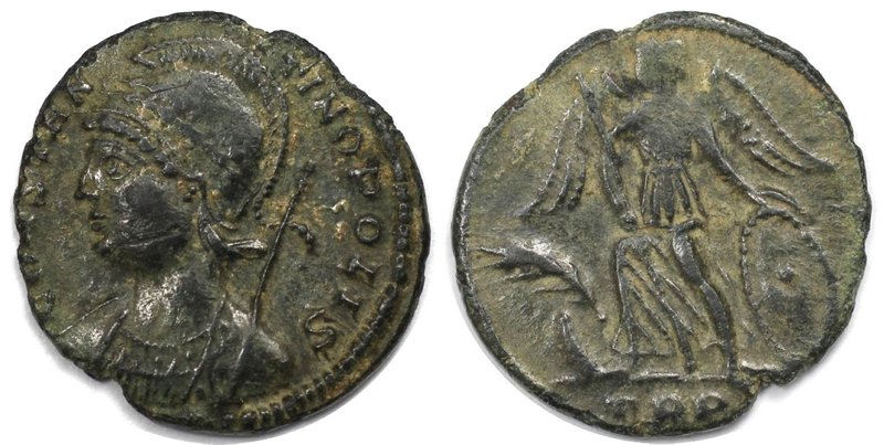 Römische Münzen, MÜNZEN DER RÖMISCHEN KAISERZEIT. Constantinopolis. Follis (Trev...