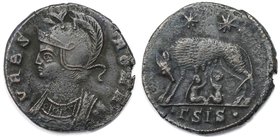 Römische Münzen, MÜNZEN DER RÖMISCHEN KAISERZEIT. Constantin d. Gr. 306-337 n. Chr. Red Follis (Sisca) 330-335 n. Chr, 17 mm. Vs: VRBS ROMA Drapierte ...