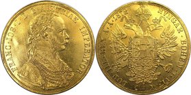 RDR – Habsburg – Österreich, KAISERREICH ÖSTERREICH. Franz Joseph I. (1848-1916). 4 Dukaten 1872, Wien, Gold. Fr: 1121, Herinek: 27, Jaeger 345. Schön...