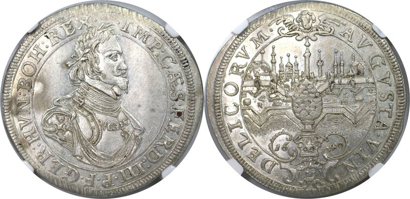 Altdeutsche Münzen und Medaillen, AUGSBURG. 1/2 Taler 1640, mit Titel Ferdinand ...
