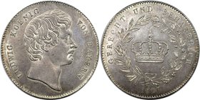 Altdeutsche Münzen und Medaillen, BAYERN / BAVARIA. Ludwig I. (1825-1848). Kronentaler 1827, Silber. Dav. 556, AKS 75, Kahnt 74, Thun 47. Vorzüglich-s...