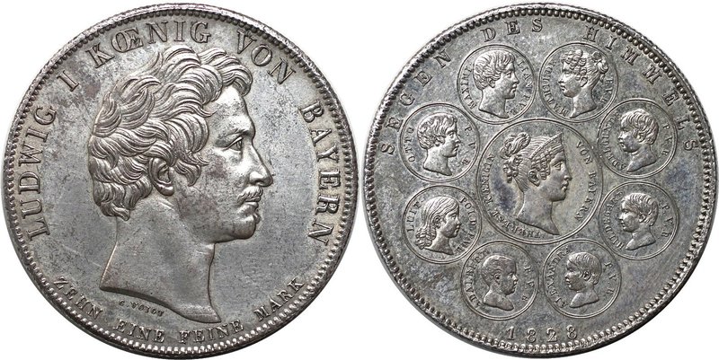 Altdeutsche Münzen und Medaillen, BAYERN / BAVARIA. Ludwig I. (1825-1848) "Segen...