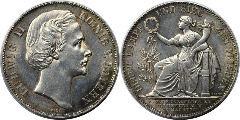 Altdeutsche Münzen und Medaillen, BAYERN / BAVARIA. Ludwig II. (1864-1886). Sieg...