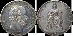 Altdeutsche Münzen und Medaillen, BRANDENBURG IN PREUSSEN. Wilhelm I. (1861-1888). Siegestaler 1871, Silber. Jaeger 99, Thun 272, AKS 118. Vorzüglich-...