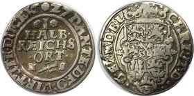 Altdeutsche Münzen und Medaillen, BRAUNSCHWEIG-LÜNEBURG-CELLE. 1/2 Reichsort (1/8 Taler) 1627 HS, Silber. KM # 47. Sehr schön