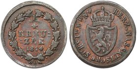 Altdeutsche Münzen und Medaillen, NASSAU. Friedrich August (1803-1816). 1/4 Kreuzer 1814 L, Kupfer. KM 9. Sehr schön