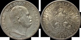 Altdeutsche Münzen und Medaillen, PREUßEN. Wilhelm I. (1861-1888). Taler 1867 A, Silber. Vorzüglich-Stempelglanz. Kratzer. Flecken
