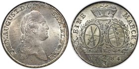 Altdeutsche Münzen und Medaillen, SACHSEN. Friedrich August III. 2/3 Taler 1784 IEC, Silber. KM 991. NGC MS-66