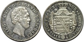 Altdeutsche Münzen und Medaillen, SACHSEN. Friedrich August II. (1836-1854). 1/6 Taler 1842 G, Silber. KM #1161. AKS 104. Vorzüglich-stempelglanz. Kra...