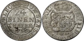 Altdeutsche Münzen und Medaillen, SACHSEN - ALBERTINE. Friedrich August II. (1733-1763). 1/24 Taler 1756 FWoF, Silber. Vorzüglich-stempelglanz. Randfe...