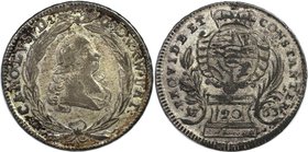 Altdeutsche Münzen und Medaillen, WÜRTTEMBERG. Karl Eugen (1744-1793). 20 Kreuzer 1763, Silber. 6.58 g. Schön 122. Sehr schön+, feine Patina