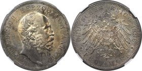 Deutsche Münzen und Medaillen ab 1871, REICHSSILBERMÜNZEN, Anhalt. Friedrich I. (1871-1904). 5 Mark 1896 A, Silber. Jaeger 21. NGC AU-58