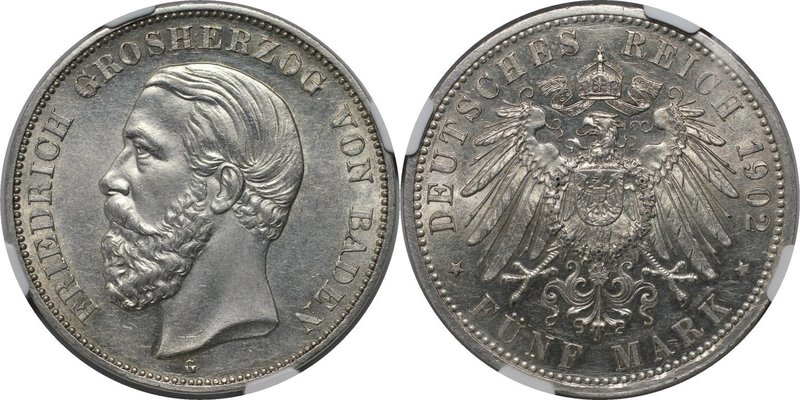 Deutsche Münzen und Medaillen ab 1871, REICHSSILBERMÜNZEN, Baden, Friedrich I (1...