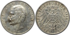 Deutsche Münzen und Medaillen ab 1871, REICHSSILBERMÜNZEN, Bayern, Otto (1886-1913). 3 Mark 1910 D, Silber. Jaeger 47. Sehr schön-vorzüglich