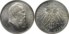 Deutsche Münzen und Medaillen ab 1871, REICHSSILBERMÜNZEN, Bayern, Luitpold (1886-1912). 3 Mark 1911 D, Silber. KM 998. NGC MS-63