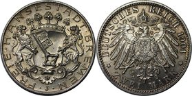 Deutsche Münzen und Medaillen ab 1871, REICHSSILBERMÜNZEN, Bremen. 2 Mark 1904 J, Silber. Jaeger 59. Stempelglanz