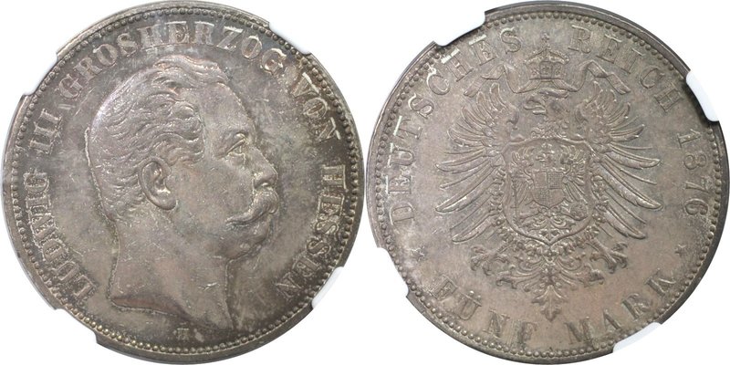 Deutsche Münzen und Medaillen ab 1871, REICHSSILBERMÜNZEN, HESSEN-DARMSTADT. Lud...