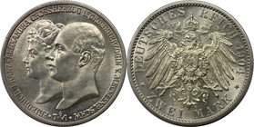 Deutsche Münzen und Medaillen ab 1871, REICHSSILBERMÜNZEN, Mecklenburg-Schwerin. Friedrich Franz IV (1897-1918) zur Hochzeit mit Alexandra. 2 Mark 190...