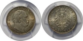 Deutsche Münzen und Medaillen ab 1871, REICHSSILBERMÜNZEN, Preußen. Wilhelm I. (1861-1888). 2 Mark 1876 A, Silber. Jaeger 96. NGC MS-64