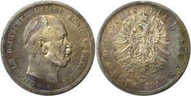 Deutsche Münzen und Medaillen ab 1871, REICHSSILBERMÜNZEN, Preußen, Wilhelm I. (1861-1888). 5 Mark 1876 B, Silber. Sehr schön
