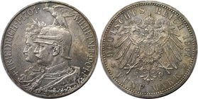 Deutsche Münzen und Medaillen ab 1871, REICHSSILBERMÜNZEN, Preußen, Wilhelm II. (1888-1918). 200 Jahre Königreich, 5 Mark 1901, Silber. Jaeger 106. AK...