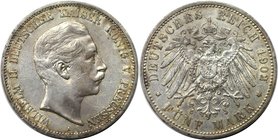Deutsche Münzen und Medaillen ab 1871, REICHSSILBERMÜNZEN, Preußen, Wilhelm II. (1888-1918). 5 Mark 1902 A, Silber. AKS129. Sehr schön-vorzüglich
