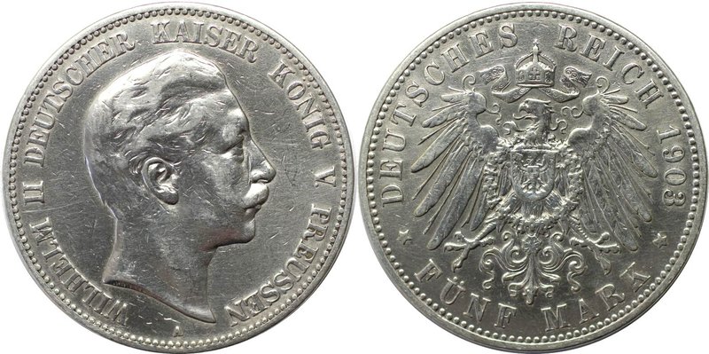 Deutsche Münzen und Medaillen ab 1871, REICHSSILBERMÜNZEN, Preußen, Wilhelm II. ...