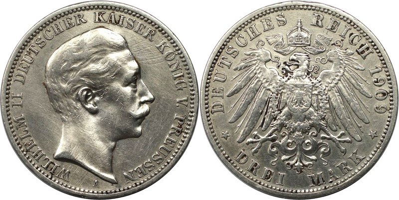 Deutsche Münzen und Medaillen ab 1871, REICHSSILBERMÜNZEN, Preußen, Wilhelm II. ...