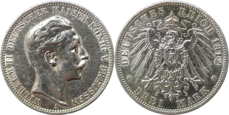 Deutsche Münzen und Medaillen ab 1871, REICHSSILBERMÜNZEN, Preußen, Wilhelm II. ...
