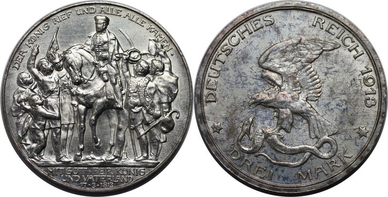 Deutsche Münzen und Medaillen ab 1871, REICHSSILBERMÜNZEN, Preußen, Wilhelm II. ...