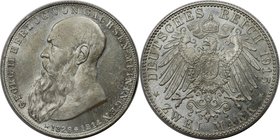 Deutsche Münzen und Medaillen ab 1871, REICHSSILBERMÜNZEN, Sachsen-Meiningen. Georg II. (1866-1914). 2 Mark 1915, auf seinen Tod. Silber. Jaeger 154. ...
