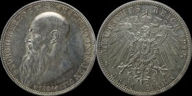 Deutsche Münzen und Medaillen ab 1871, REICHSSILBERMÜNZEN, Sachsen-Meiningen. Georg II. (1866-1914). 3 Mark 1915, auf seinen Tod. Vs: Kopf n.I./ Rs: R...