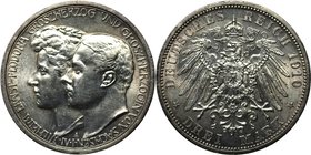 Deutsche Münzen und Medaillen ab 1871, REICHSSILBERMÜNZEN, Sachsen-Weimar-Eisenach, Wilhelm Ernst (1901-1918). Hochzeit mit Herz. Feodora. 3 Mark 1910...