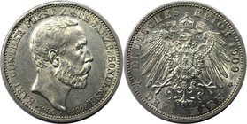 Deutsche Münzen und Medaillen ab 1871, REICHSSILBERMÜNZEN, Schwarzburg-Sondershausen. Karl Günther (1880-1909). 3 Mark 1909 A, auf seinen Tod. Silber....