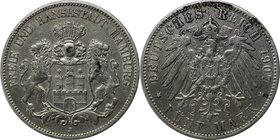 Deutsche Münzen und Medaillen ab 1871, REICHSSILBERMÜNZEN, Hamburg. 5 Mark 1907 J, Silber. Jaeger 65. Sehr schön