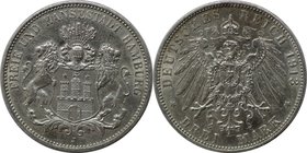 Deutsche Münzen und Medaillen ab 1871, REICHSSILBERMÜNZEN, Hamburg. 3 Mark 1913 J, Silber. Jaeger 64. Vorzüglich