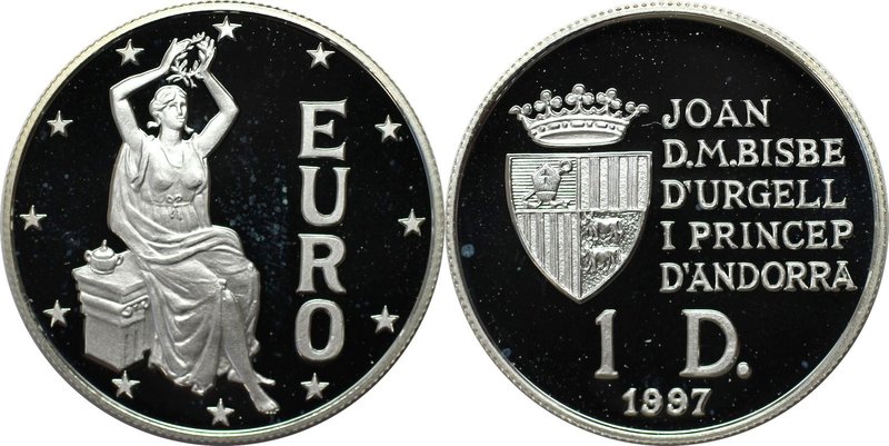 Europäische Münzen und Medaillen, Andorra. Europa mit Lorbeerkranz. 1 Diner 1997...