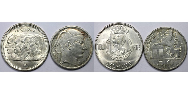 Europäische Münzen und Medaillen, Belgien / Belgium, Lots und Sammlungen. 50 Fra...