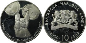 Europäische Münzen und Medaillen, Bulgarien / Bulgaria. XXVII. Olympische Sommerspiele 2000 in Sidney - Powerlifter. 10 Leva 2000, Silber. KM 251. Pol...