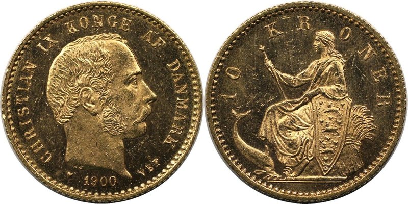 Europäische Münzen und Medaillen, Dänemark / Denmark. Christian IX. 10 Kroner 19...